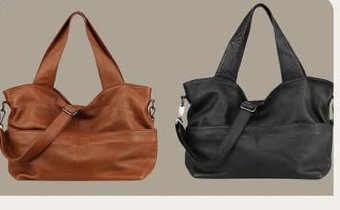 Soft slouchy leather hobo bags in tan and black